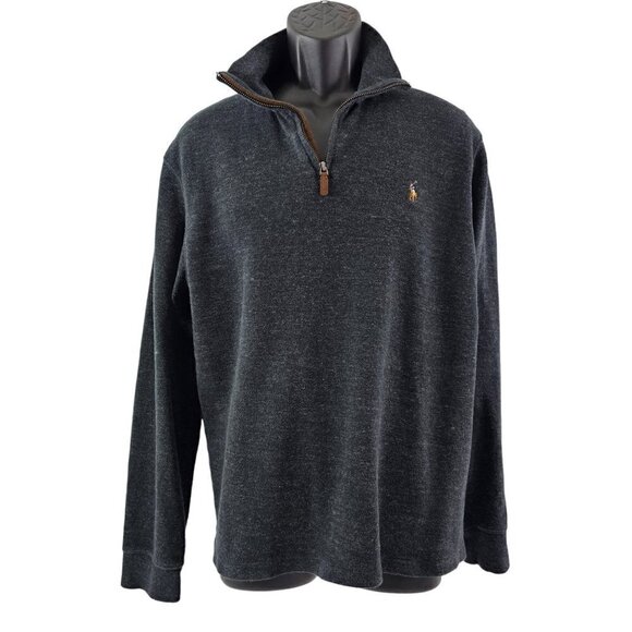 Polo Ralph Lauren Estate Rib Men's ¼ Zip 100% Cotton Pullover Sweater Size Large - Picture 10 of 16